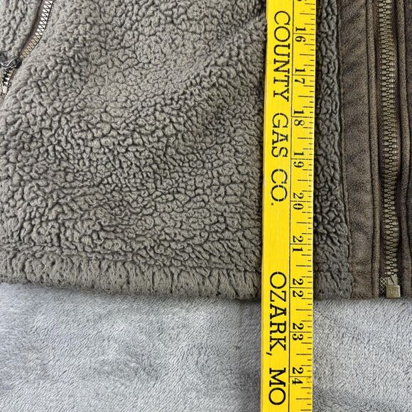 KUHL Flight Jacket Womens Large Brown Sherpa Fleece Hooded Full Zip Thumbholes - Picture 12 of 13